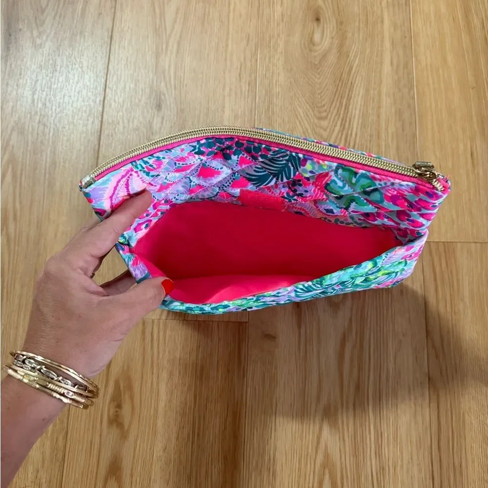 Lilly Pulitzer Quilted Pouch in Banana Split Print GWP Bag Makeup Cosmetics